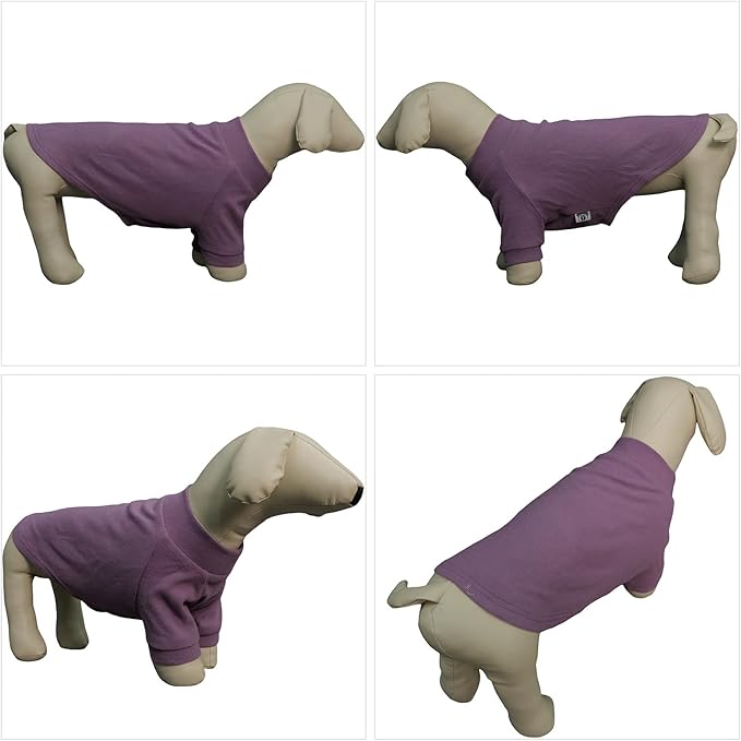 Lovelonglong Ribbed Dog T-Shirt Cotton Knitted Dog Sweaters for All Season Pet T-Shirts for Large Medium Small Dogs Taro Purple L