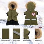 PINA Small Dog Coats - Waterproof & Windproof, Reflective Dog Jacket with Pocket, Warm Flannel Lining & Faux Fur Hood for Cold Weather
