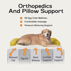 Large Dog Bed Orthopedic Washable | Beds Bolster Pet | XL Large Big Dogs | Memory Foam Couch Sofa | Waterproof with Removable Cover - Ginger Yellow Dog Bed