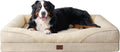 EHEYCIGA Memory Foam XXL Dog Bed for XLarge Sized, Extra Large Orthopedic Dog Sofa with Sides and Waterproof Liner, Washable Bolster Pet Couch with Removable Cover, 52x41x8 Inch, Beige