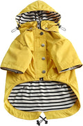Morezi Dog Zip Up Raincoat with Reflective Buttons, Rain/Water Resistant, Adjustable Drawstring, Removable Hood, Raincoats with Legs 8lbs to 80lbs Available - Yellow - XL
