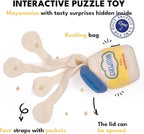 CHEWFFON Dog Enrichment Toys, Interactive Mayonnaise Jar Puzzle, Snuffle Toy for Mental Stimulation, Hide and Seek Crinkle Toy for All Dog Sizes