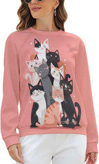 Womens Long Sleeve Tops Y2k Japanese Art Print Sweatshirts Fall Pullover for Women Crewneck Vintage Shirts Boho Tops