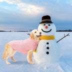 Mihachi Turtleneck Dog Sweater - Winter Coat Apparel Classic Cable Knit Clothes with Leash Hole for Cold Weather, Ideal Gift for Pet in New Year Flesh Pink X-Large