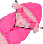 HDE Dog Raincoat Poncho Double Layer Zip Rain Jacket with Removable Hood, Leash Hole for Small to 3XL Dogs and Puppies Pink - L
