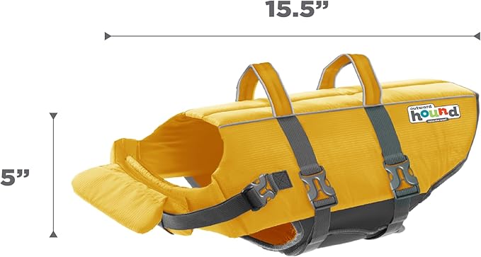 Outward Hound Granby Splash Dog Life Jacket, High-Buoyancy Dog Life Vest for Swimming, Boating, and Water Safety, Medium, Yellow