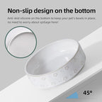 6.1inch Raised Double Cat Bowls Set with Acacia Wood Stand, Wide Whisker Friendly Ceramic Food & Water Bowls for Cats, Puppy, Kitty, Pet Bowl(Double Bowls+Stand, Arctic White)