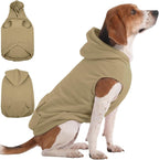 IECOii Dog Hoodie for Medium Dogs, Warm Fleece Dog Hoodies Sweater with Leash Hole and Pocket, Cozy Dogs Cold Weather Coat for Fall Winter Hooded Sweatshirt Vest for French Bulldog, Khaki, L