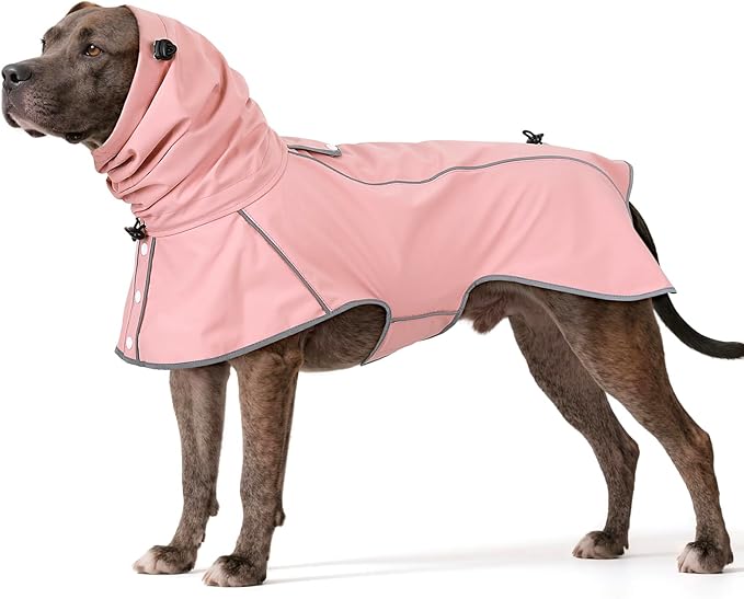Reflective Dog Raincoat, Windproof & Waterproof Dog Rain Jacket, Adjustable Hooded Pet Poncho with Leash Hole for Small, Medium, Large Dogs(S-2XL) (Pink, X-Large)