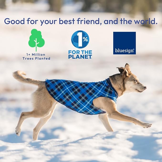 Goldpaw Duluth Double Fleece Dog Sweater Vest for Small Dogs - Soft, Stretchy Dog Fleece - Warm Pet Jacket for Fall and Winter - Premium Pet Outerwear - Machine Washable - Charcoal/Marine - Size 6