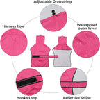 Dog Raincoat with Reflective Bar, Rain/Water Resistant, Adjustable Vest - Dog Raincoats for Greyhounds, Lurchers and Whippets - Pink - XXL