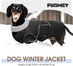 FUAMEY Dogs Warm Jackets Cold Weather, Extra Large Dog Coat Fleece Lined, Thermal Sow Winter Outfits, Adjustable Sleeveless Doggy Vest with Harness Hole (Black, 2XL)