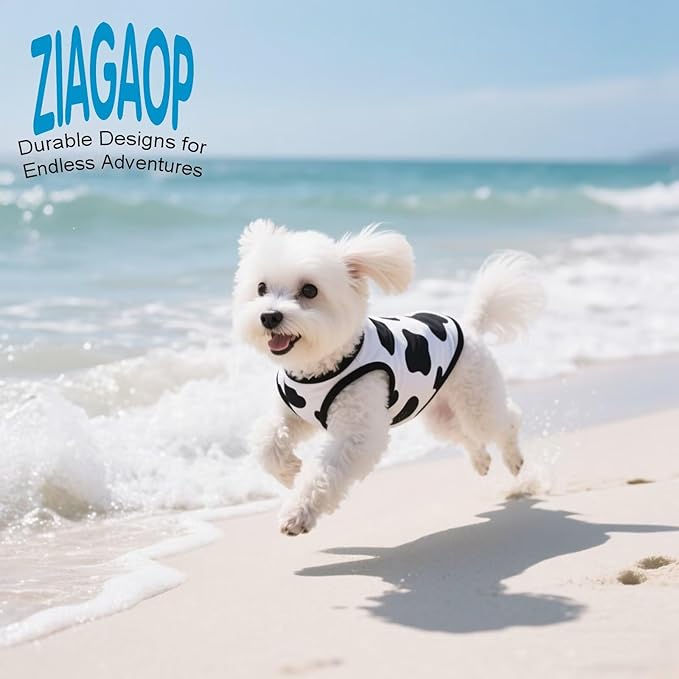 Adorable Cow Print Dog Shirts – Lightweight, Cozy Outfit for Small to Medium Dogs, Soft & Snuggly Pet Wear for Everyday Comfort and Cuteness.Back & M