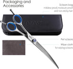 Left Handed Curved Scissors for Dog Grooming 7" Downward Professional Curved Shears Dog Grooming for Poodle Pet Cat Face Japan 440C Stainless Steel Super Sharp(7.0 curved)