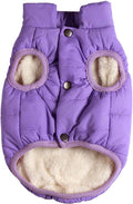2 Layers Fleece Lined Warm Dog Jacket for Puppy Winter Cold Weather,Soft Windproof Small Dog Coat,Purple S