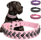 Serijoars Spiked Studded PU Leather Dog Collar for Small, Medium, Large Breeds, Pit Bull, Bully, Husky, Terrier, Adjustable (Pink, XXL (50-57CM))