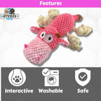 Large Dog Toy - Pink Cow Squeaky Dog Toys for Large Dogs, Medium and Small Dogs. Interactive with Pineapple Plush Fabric, Rope Legs, Hidden Seams, Reinforced Stress Points