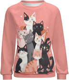 Womens Long Sleeve Tops Y2k Japanese Art Print Sweatshirts Fall Pullover for Women Crewneck Vintage Shirts Boho Tops