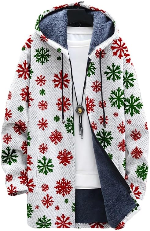 Oversized Full Zip Hoodie for Men Sherpa Fleece Lined Jacket with Hood Soft Warm Winter Coat with Pockets