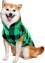 KAMA BRIDAL Spring Autumn Winter Coat Pullover Fleece Vest for Cats Small and Medium Dogs Thin Sweater Green & Black Plaid (Green, L)
