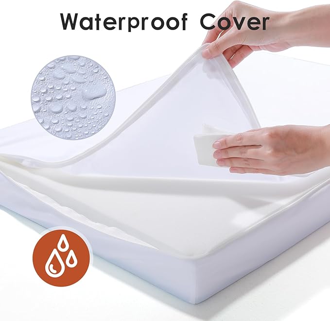 Orthopedic Dog Beds Large Sized Dog, Memory Foam Pet Bed for Medium and Large Dogs, Removable and Washable Microsuede Cover, TPU Waterproof Liner, Nonskid Bottom, 36x27x6 Inches, Khaki