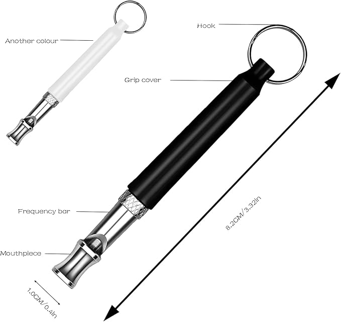 Dog Whistle,Dog Training Whistle Set, 2 Pack, Adjustable Silent Whistles with Lanyard, Black and White