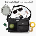 Dog Walk & Train Sling Bag - Hands-Free 2-In-1 Treat Pouch, Poop Bag Holder, Clicker, Phone Pocket - Crossbody/Fanny Pack, Adjustable Strap - Graphite