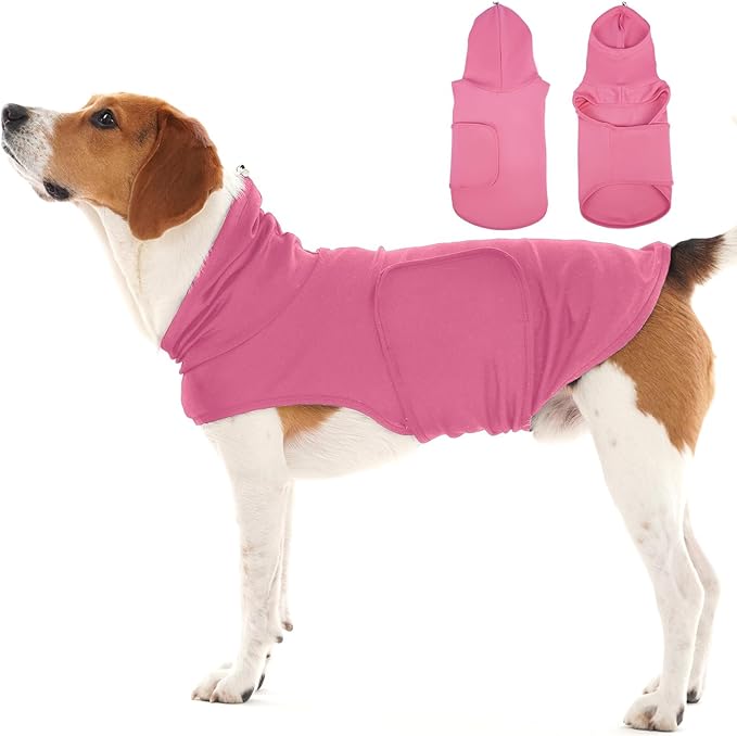 Large Adjustable Anxiety Shirt for Medium Dogs,Lightweight Fireworks Calming Hoodie Wraps Neck,Anxiety Relief for Separation,Sound,Breathable Soft for All-Seasons(Rose)