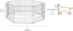 Amazon Basics Foldable Octagonal Metal Exercise Dog Playpen - Indoor/Outdoor, No Door, Extra Small (8 Panels, 24 x 24), Easy to assemble, store, and customize, 24" - Puppy, Black