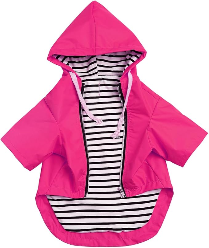 Dog Raincoat rain Jacket Raincoat Dogs Waterproof Small Medium Breeds Zip Closure Storage Pocket Harness Hole Pink M