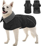 Kuoser Super-Warm Fleece Dog Jacket, Christmas Dog Coat Quilted Thermal Turtleneck Puppy Snowsuit, Windproof & Reflective Pet Winter Clothes for Large Dogs, Dark Grey 2XL