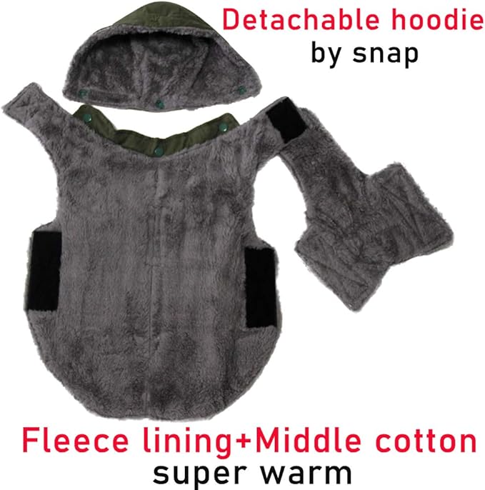 Fleece Dog Hoodie for Large Dogs Super Warm Doggie Jacket for Cold Winter Dog Coats,Green XL