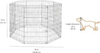 Amazon Basics Foldable Octagonal Metal Exercise Dog Playpen - Indoor/Outdoor, No Door, Large (8 Panels, 24 x 42), Easy to assemble, store, and customize, 42" - Large, Black
