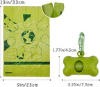 Bone-Shaped Dog Poop Bag Holder for Leash |Dispenser with 15 Leak-Resistant Waste Bags & Carabiner Clip(Green)