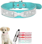 Serijoars Small Dog Collar with Rhinestone Crystal Diamond Colorful Bling Girl Puppy Cat Collars (XS, Light Blue3)