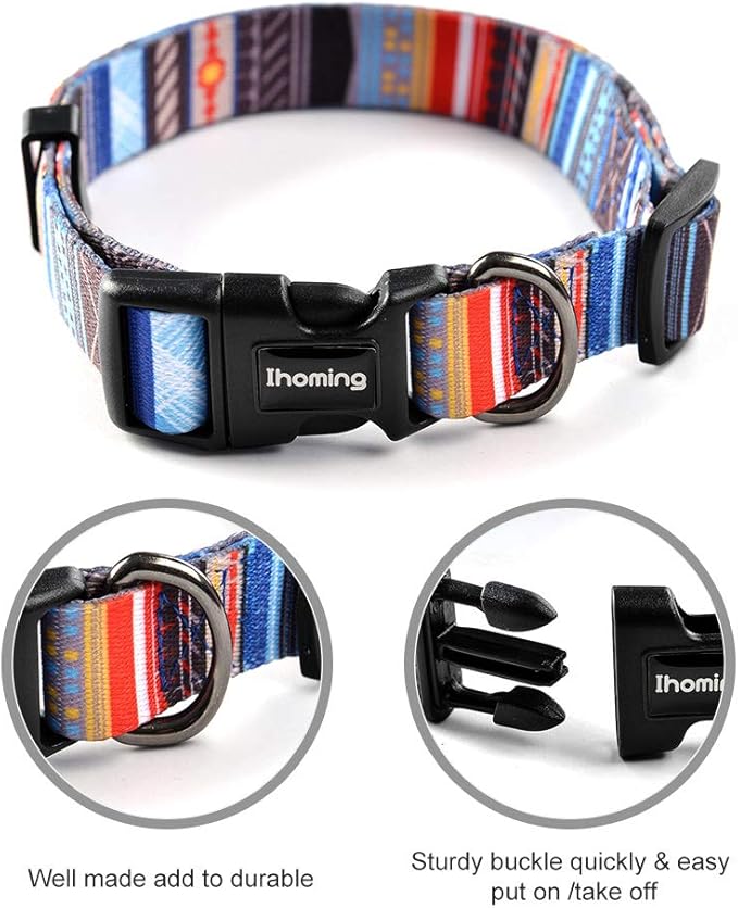 Ihoming Dog Collar and Leash Set for Daily Outdoor Walking Running Training, Splicing Design for Large Boys Girls Dogs Cats Pets, L-Up to 80LBS