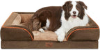 Comfort Expression Orthopedic Dog Bed for Large Dogs 36x27 Inch, Waterproof Supportive Egg Crate Foam Large Pet Bed with Removable Bolsters, Dog Couch with Washable Cover & Non-Slip Bottom, Brown