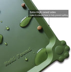 Hoki Found X-Large Silicone Pet Food Mats Tray - Non Slip Dog Cat Bowl Mats Placemat - Pet Feeding Mat - Waterproof Dog Food Mats -Pet Water Mats for Carpet -Dark Olive