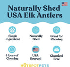 hotspot pets Grade A, Split Elk Antlers for Large Dogs X-Large 8+ Inches- Premium Elk Antlers for Dogs 50+Lbs (2 Pack) Naturally Shed Antler Bone for Large Breed Aggressive Chewers -Sourced in USA
