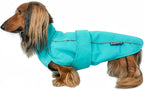 DJANGO Dog Jacket & Raincoat – Lightweight Water-Resistant Coat for Small, Medium & Long Dogs Like Dachshunds – Reflective, Adjustable Fit, Harness-Compatible & Easy-Access Harness Hole - Blue, Large