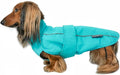 DJANGO Dog Jacket & Raincoat – Lightweight Water-Resistant Coat for Small, Medium & Long Dogs Like Dachshunds – Reflective, Adjustable Fit, Harness-Compatible & Easy-Access Harness Hole - Blue, Medium