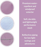 DJANGO Dog Jacket & Raincoat – Lightweight Water-Resistant Coat for Small, Medium, Long Dogs, Dachshunds – Reflective, Adjustable Fit, Harness-Compatible, Easy-Access Harness Hole - Lilac Purple Large