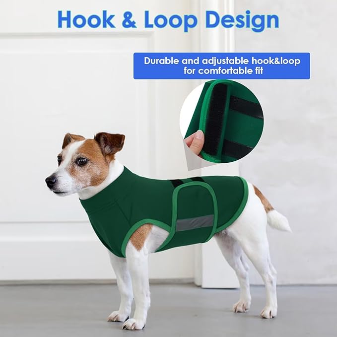 MIGOHI Dog Anxiety Relief Coat,Comfort Anxiety Vest for Dogs,Adjustable Dog Anxiety Calming Wrap for Fireworks,Thunderstorm,Travel,Separation,Anxiety Jacket for Small Dogs,XS,Green