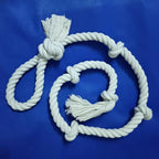 Heavy-Duty 51" White Cotton Rope Dog Toy – 6-Knot Tug & Dental Chew with Loop – Durable, Washable, Natural & Safe for Medium & Large Dogs – Indoor & Outdoor Play