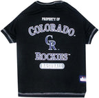 MLB Colorado Rockies Dog T-Shirt, Small. - Licensed Shirt for Pets Team Colored with Team Logos. - Premium Stretchable Materials for The Comfort of Your Dog & cat.