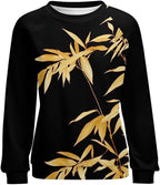 Womens Long Sleeve Tops Y2k Japanese Art Print Sweatshirts Fall Pullover for Women Crewneck Vintage Shirts Boho Tops