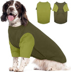 2 Pack Dog Shirt for Large Dogs XXL - Soft Breathable Cotton Tees, Freedom of Movement Prevents Overheating Dog Clothes for Border Collie, Pitbull, Boxer, Hiking, Play, Casual Wear, Green