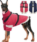 MIGOHI Dog Coat with Harness Built in, 2-in-1 Thermal Water-Resistant Dog Jacket, Windproof Reflective Snowsuit for Extra Large Dogs with High Collar, German Shepherd, Pink, 3XL