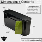 Dog Poop Bag Dispenser - Magnetic Mount - Indoor/Outdoor - Wall Mount - Waste Bag Dispenser - Magnet - Screw-on - Storage - Container + 60 Waste Bags (Black)