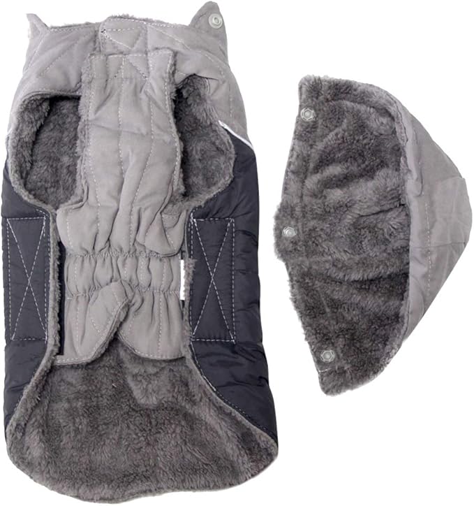Fleece Dog Hoodie for Large Dogs Super Warm Doggie Jacket for Cold Winter Dog Coats,Grey XXXL